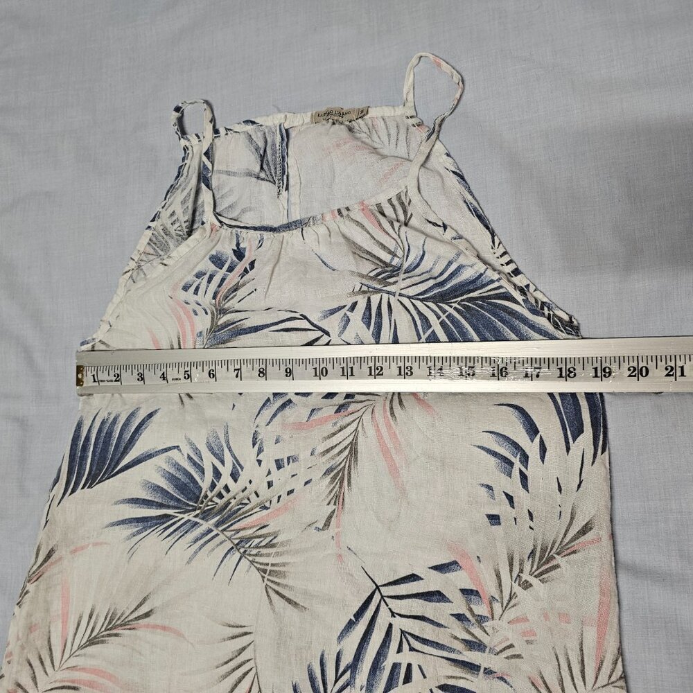 Lungo L'arno Tropical Sun Dress Women Size M White Linen - Picture 7 of 14